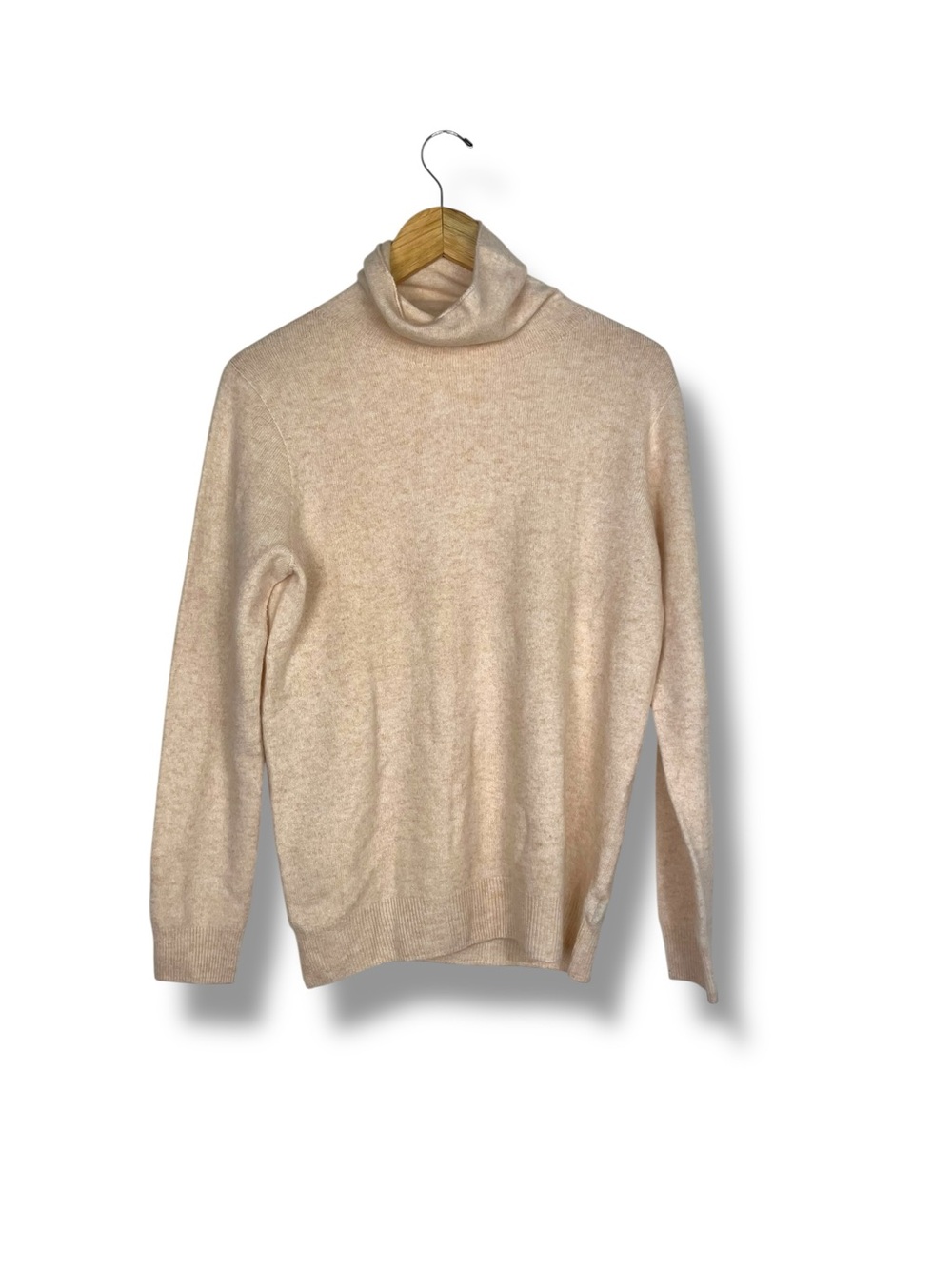 Merino Wool Beige Mock Neck Sweater 100% Superfine Merino Wool Classic Large